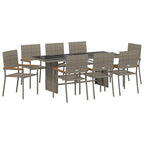 Garten Essgruppe 9 pcs Grau Poly-Rattan