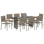 Garten Essgruppe 9 pcs Grau Poly-Rattan