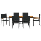 Garten Essgruppe 7 pcs Schwarz Poly-Rattan