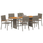 Garten Essgruppe 7 pcs Grau Poly-Rattan