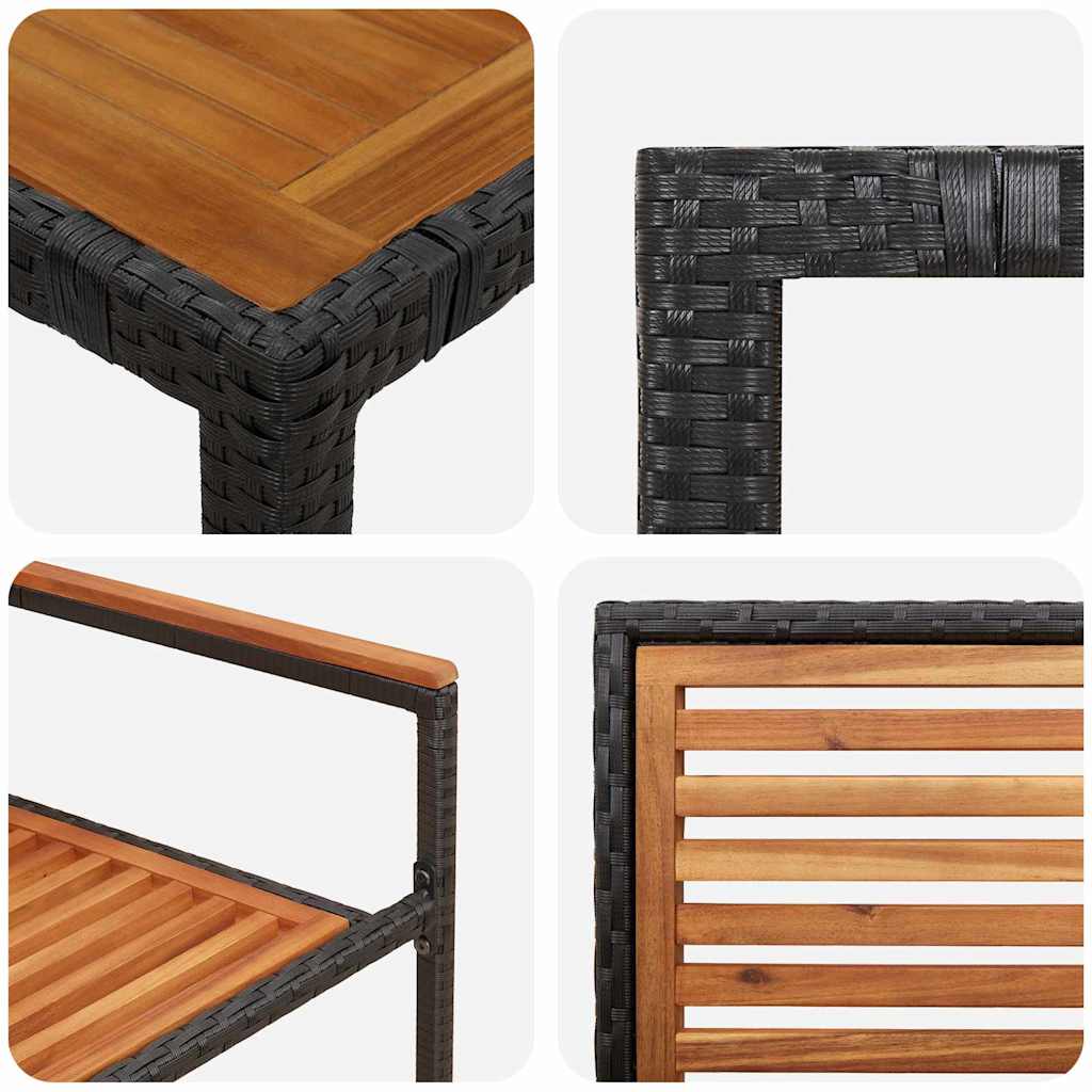 Garten Essgruppe 3 pcs Schwarz und Braun Poly-Rattan