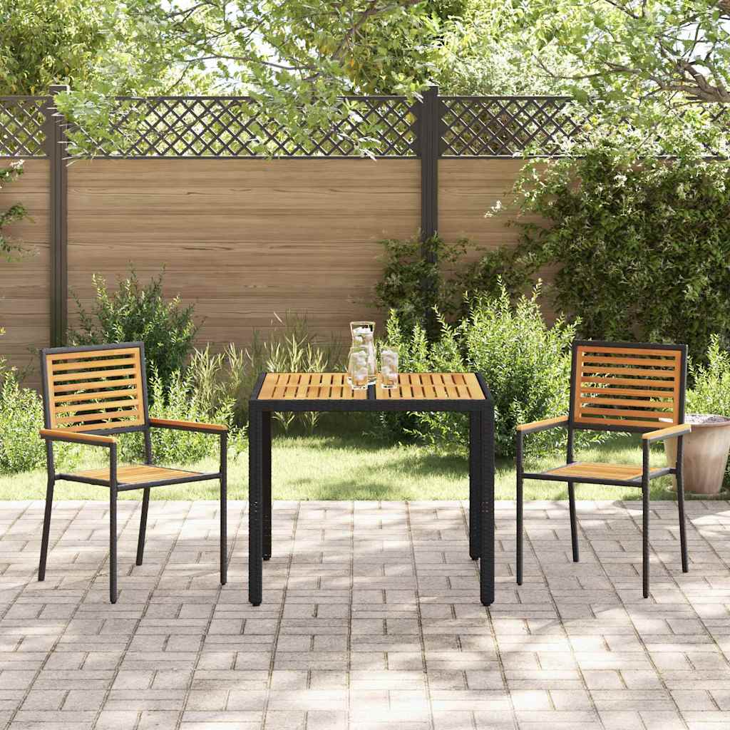 Garten Essgruppe 3 pcs Schwarz und Braun Poly-Rattan