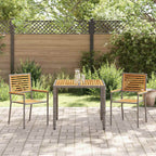 Garten Essgruppe 3 pcs Grau und Braun Poly-Rattan