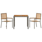 Garten Essgruppe 3 pcs Grau und Braun Poly-Rattan