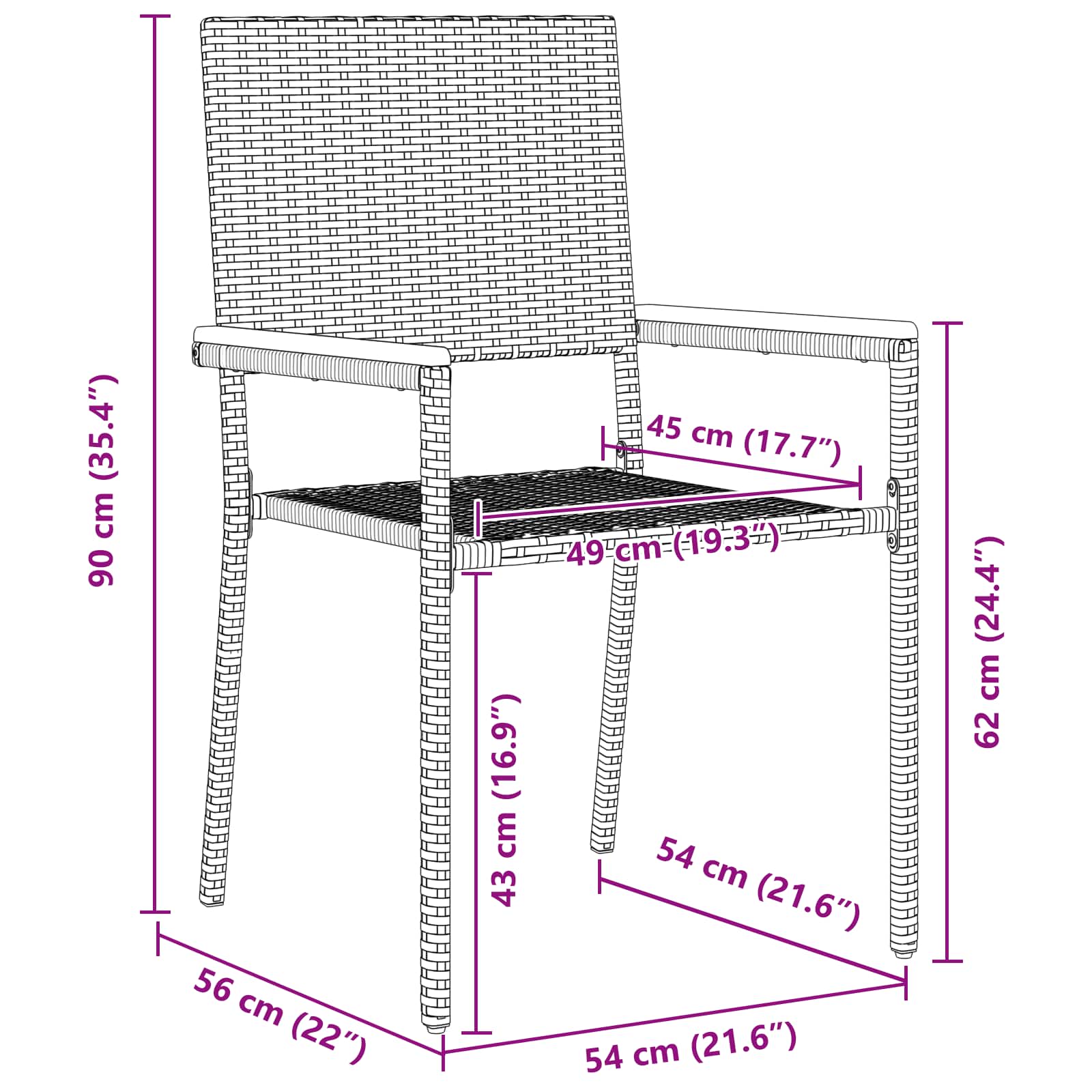 Garten Essgruppe 3 pcs Grau und Braun Poly-Rattan