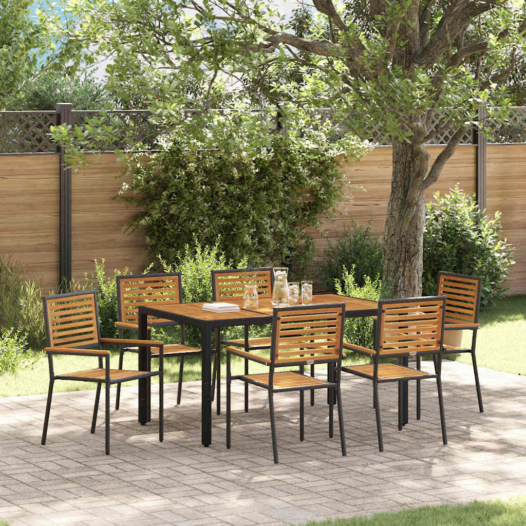 Garten Essgruppe 7 pcs Schwarz und Braun Poly-Rattan