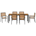 Garten Essgruppe 7 pcs Schwarz und Braun Poly-Rattan