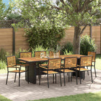 Garten Essgruppe 9 pcs Schwarz und Braun Poly-Rattan