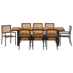 Garten Essgruppe 9 pcs Schwarz und Braun Poly-Rattan