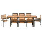 Garten Essgruppe 9 pcs Grau und Braun Poly-Rattan