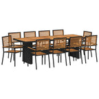 Garten Essgruppe 11 pcs Schwarz und Braun Poly-Rattan
