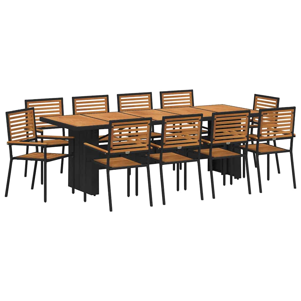 Garten Essgruppe 11 pcs Schwarz und Braun Poly-Rattan