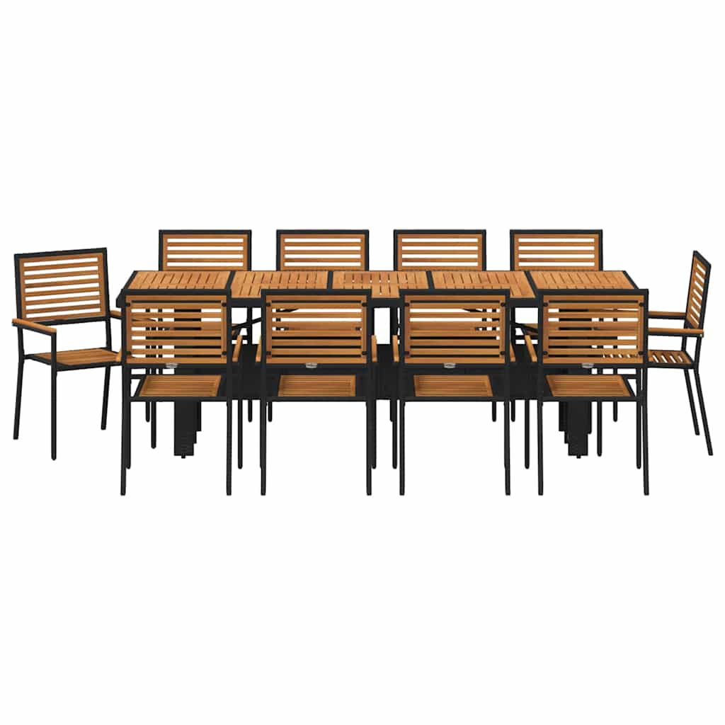 Garten Essgruppe 11 pcs Schwarz und Braun Poly-Rattan