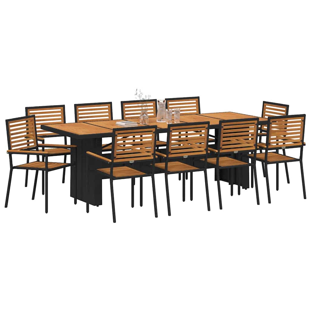 Garten Essgruppe 11 pcs Schwarz und Braun Poly-Rattan