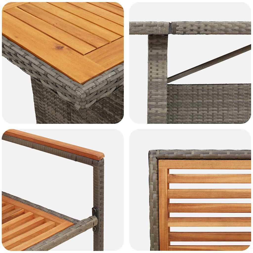 Garten Essgruppe 11 pcs Grau und Braun Poly-Rattan