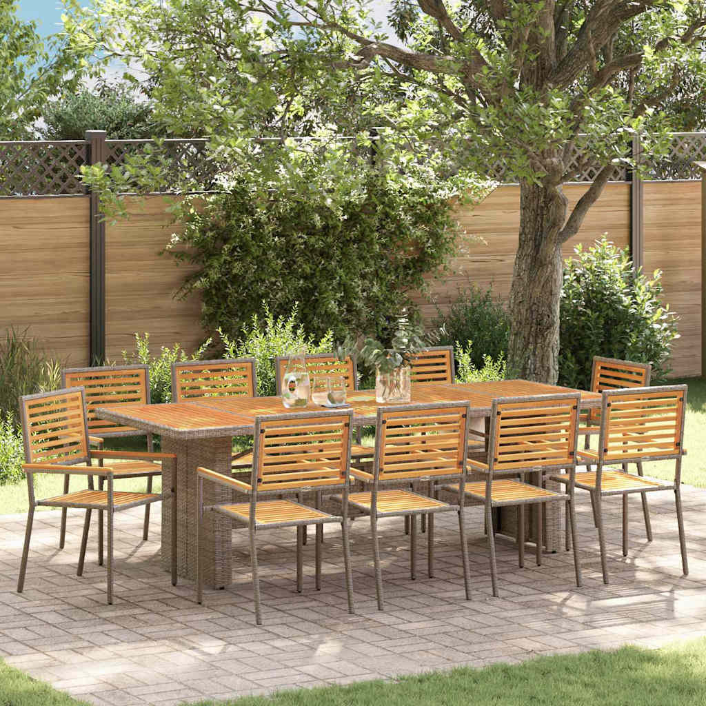 Garten Essgruppe 11 pcs Grau und Braun Poly-Rattan