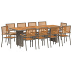 Garten Essgruppe 11 pcs Grau und Braun Poly-Rattan