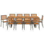 Garten Essgruppe 11 pcs Grau und Braun Poly-Rattan