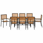 Garten Essgruppe 9 pcs Schwarz und Braun Poly-Rattan