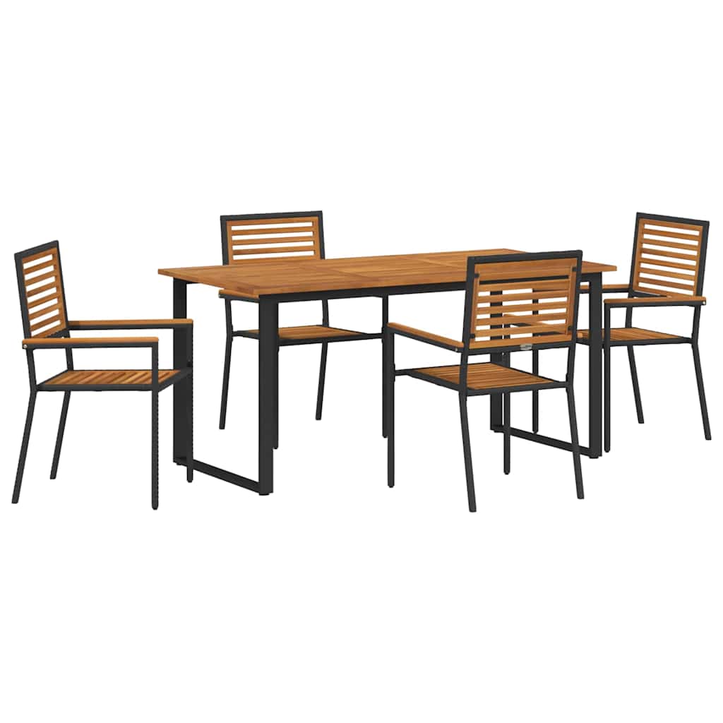 Garten Essgruppe 5 pcs Schwarz Massivholz Akazie