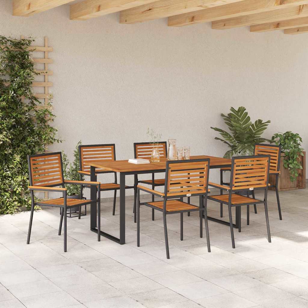 Garten Essgruppe 7 pcs Schwarz Massivholz Akazie