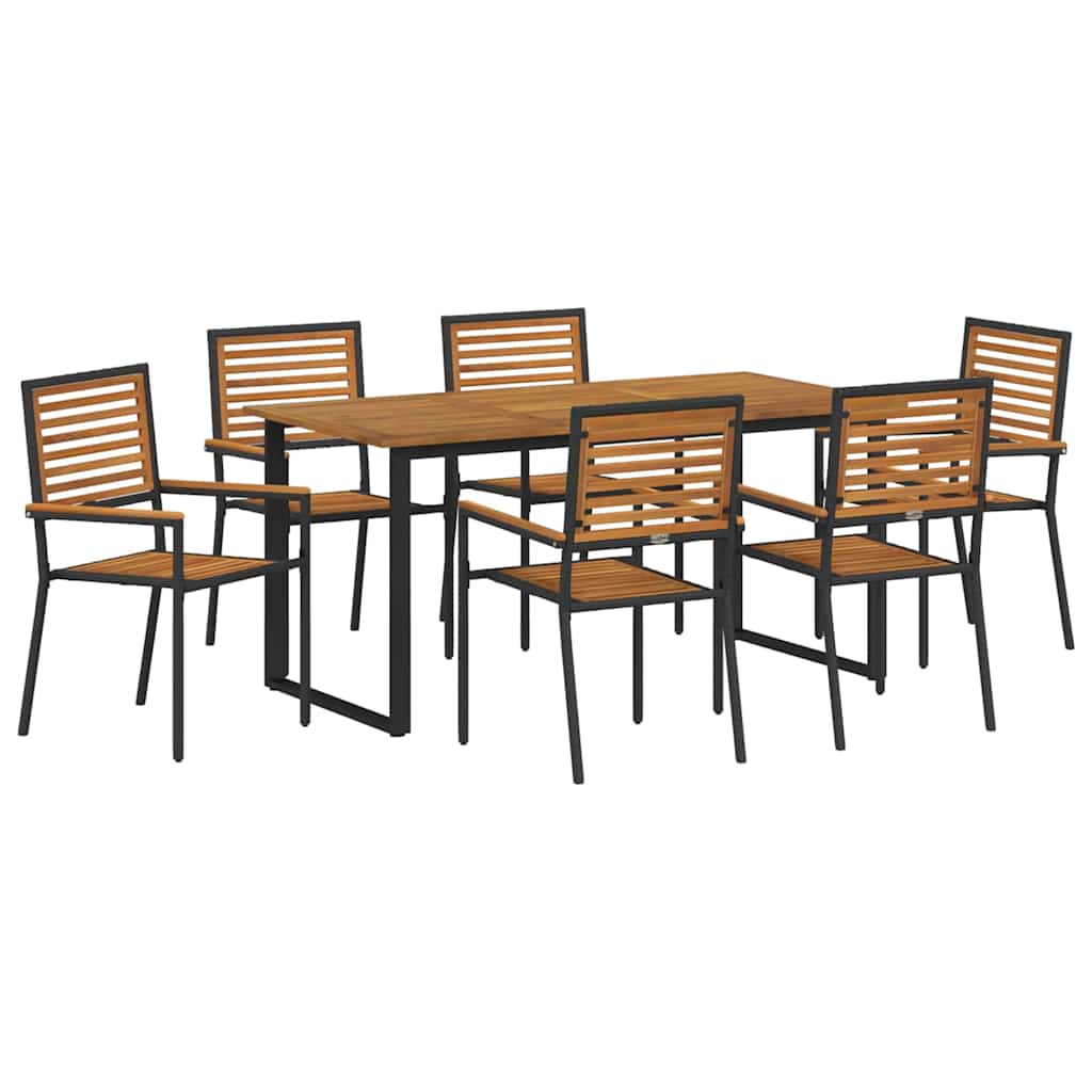 Garten Essgruppe 7 pcs Schwarz Massivholz Akazie