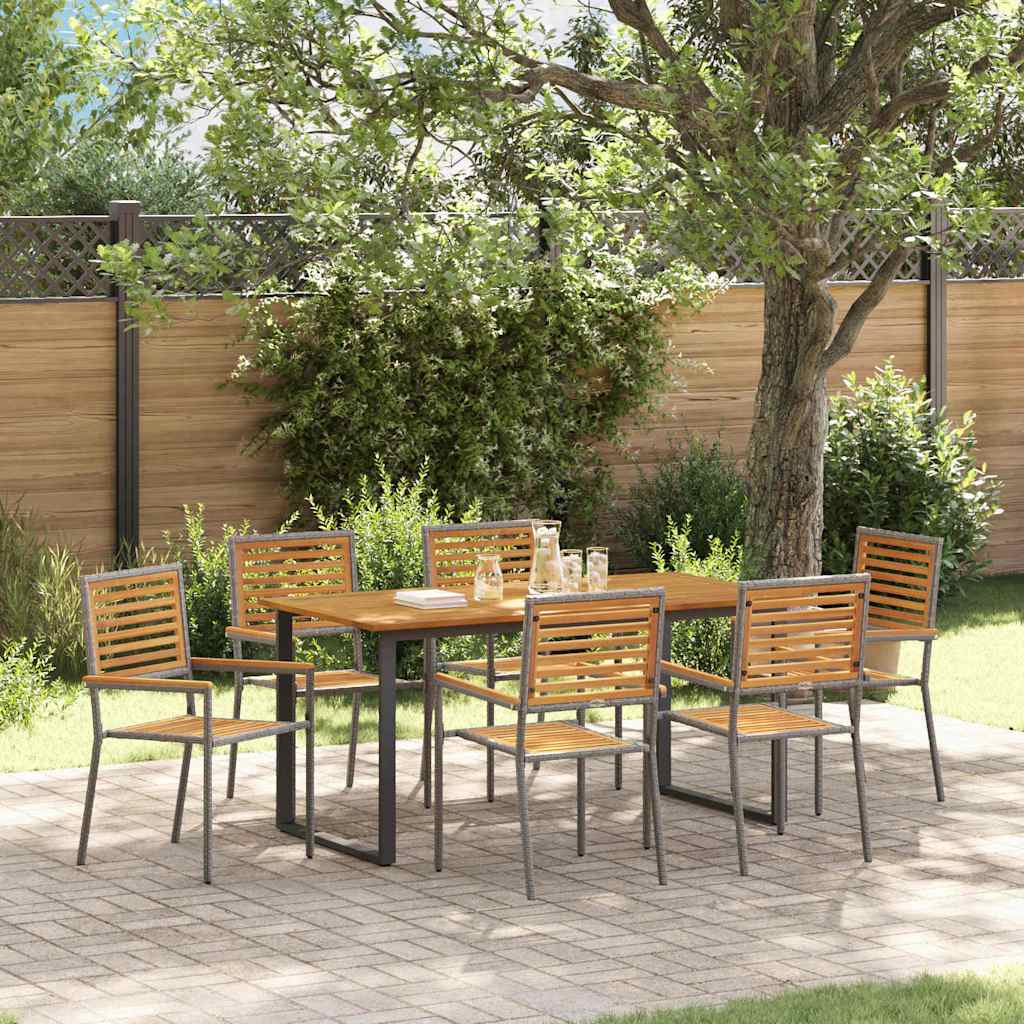 Garten Essgruppe 7 pcs Grau Massivholz Akazie