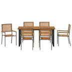 Garten Essgruppe 7 pcs Grau Massivholz Akazie