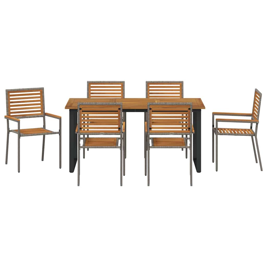 Garten Essgruppe 7 pcs Grau Massivholz Akazie