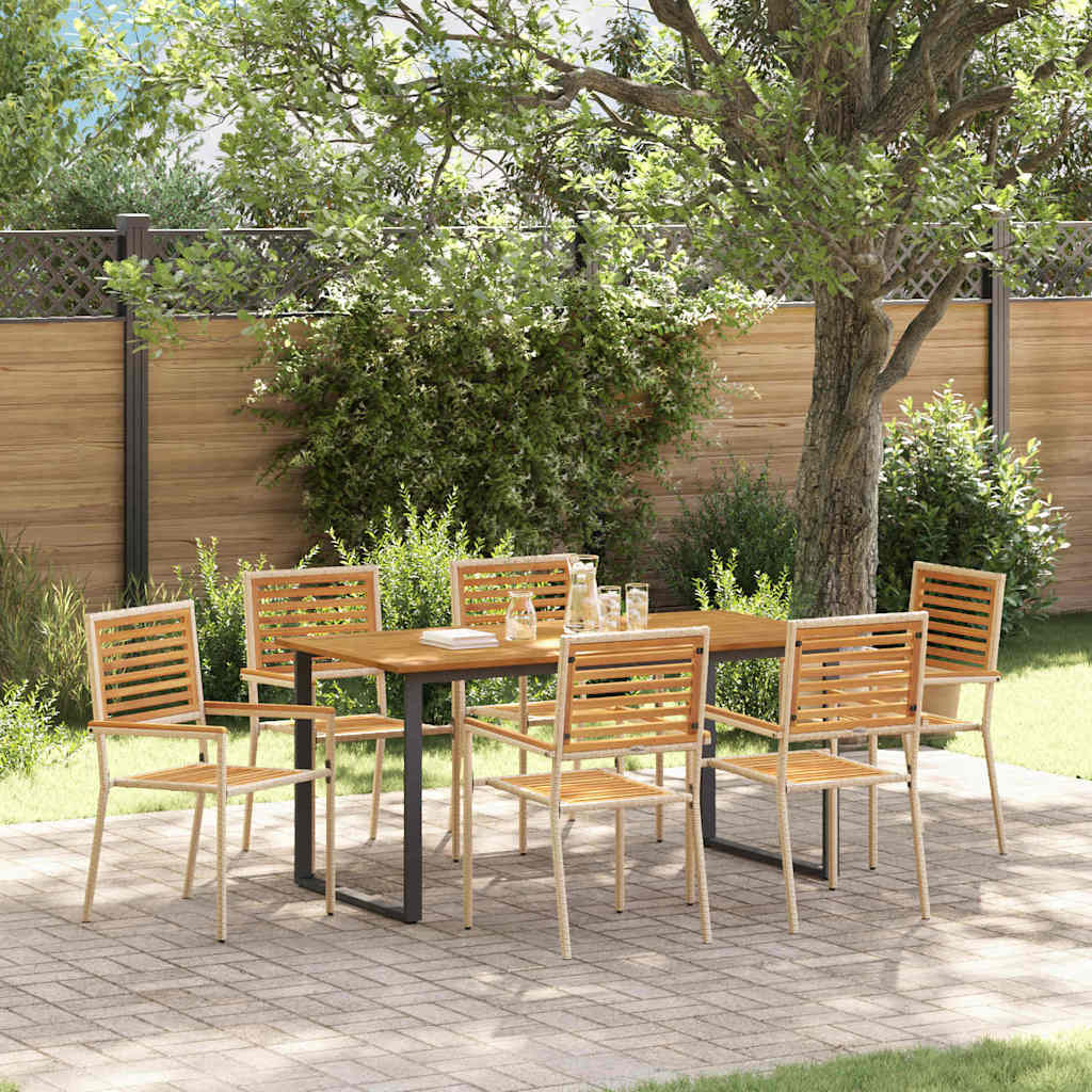 Garten Essgruppe 7 pcs Beige Massivholz Akazie