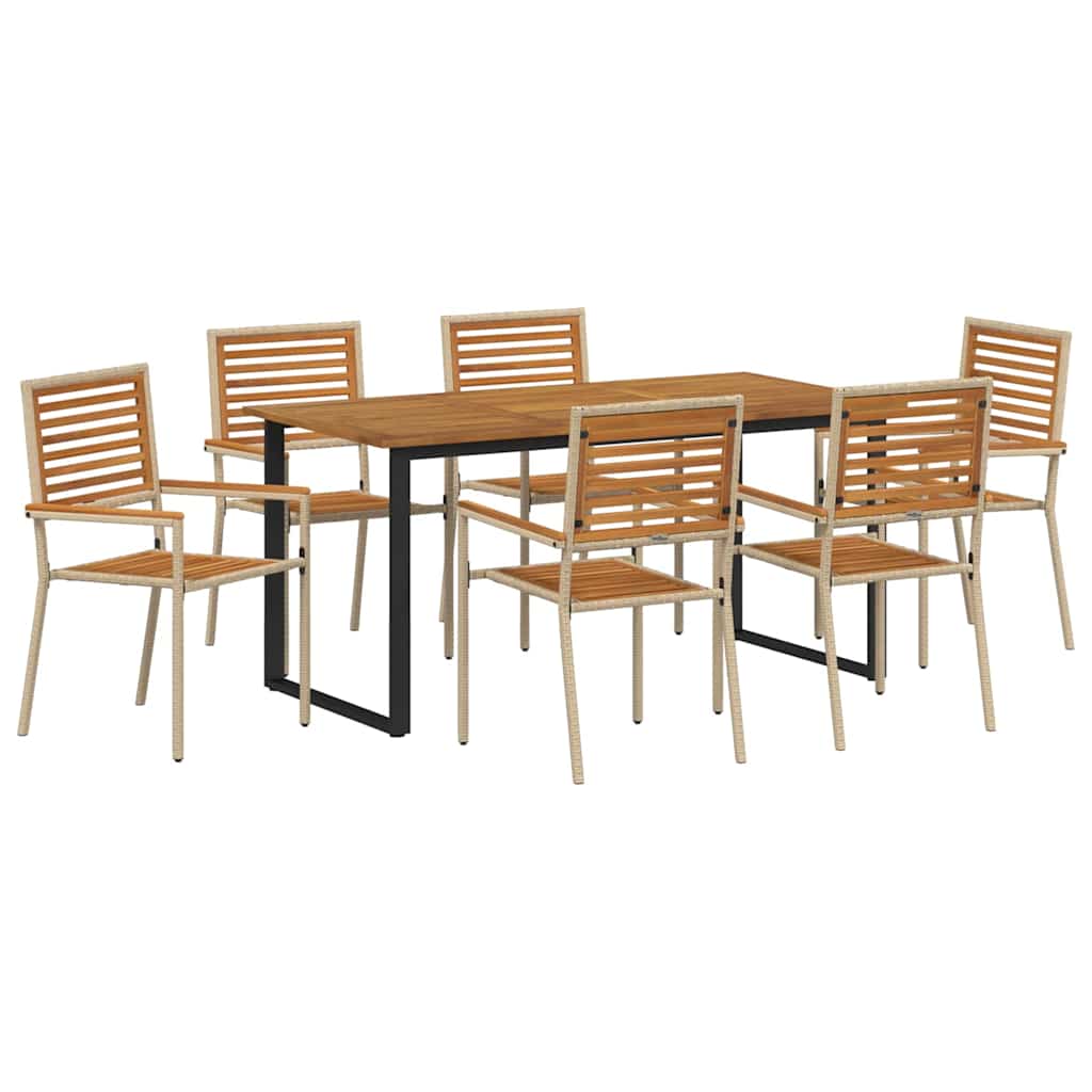 Garten Essgruppe 7 pcs Beige Massivholz Akazie