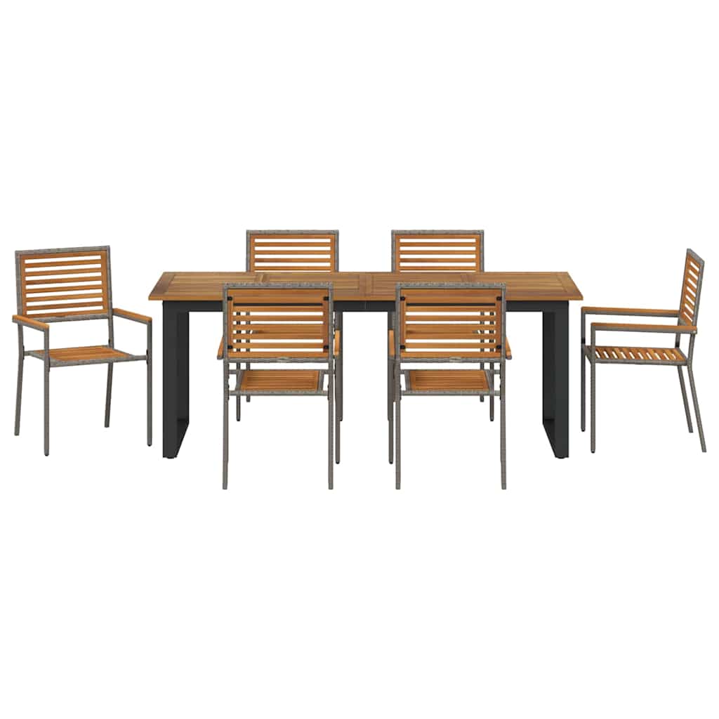 Garten Essgruppe 7 pcs Grau Massivholz Akazie