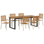 Garten Essgruppe 7 pcs Beige Massivholz Akazie