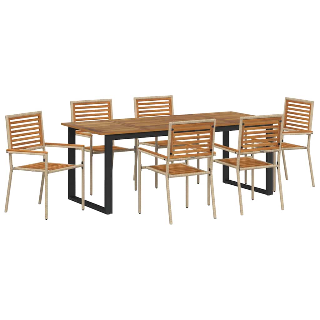 Garten Essgruppe 7 pcs Beige Massivholz Akazie
