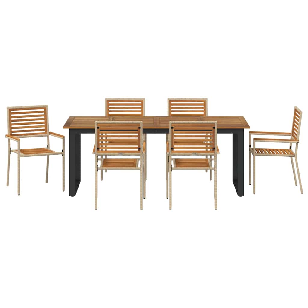 Garten Essgruppe 7 pcs Beige Massivholz Akazie