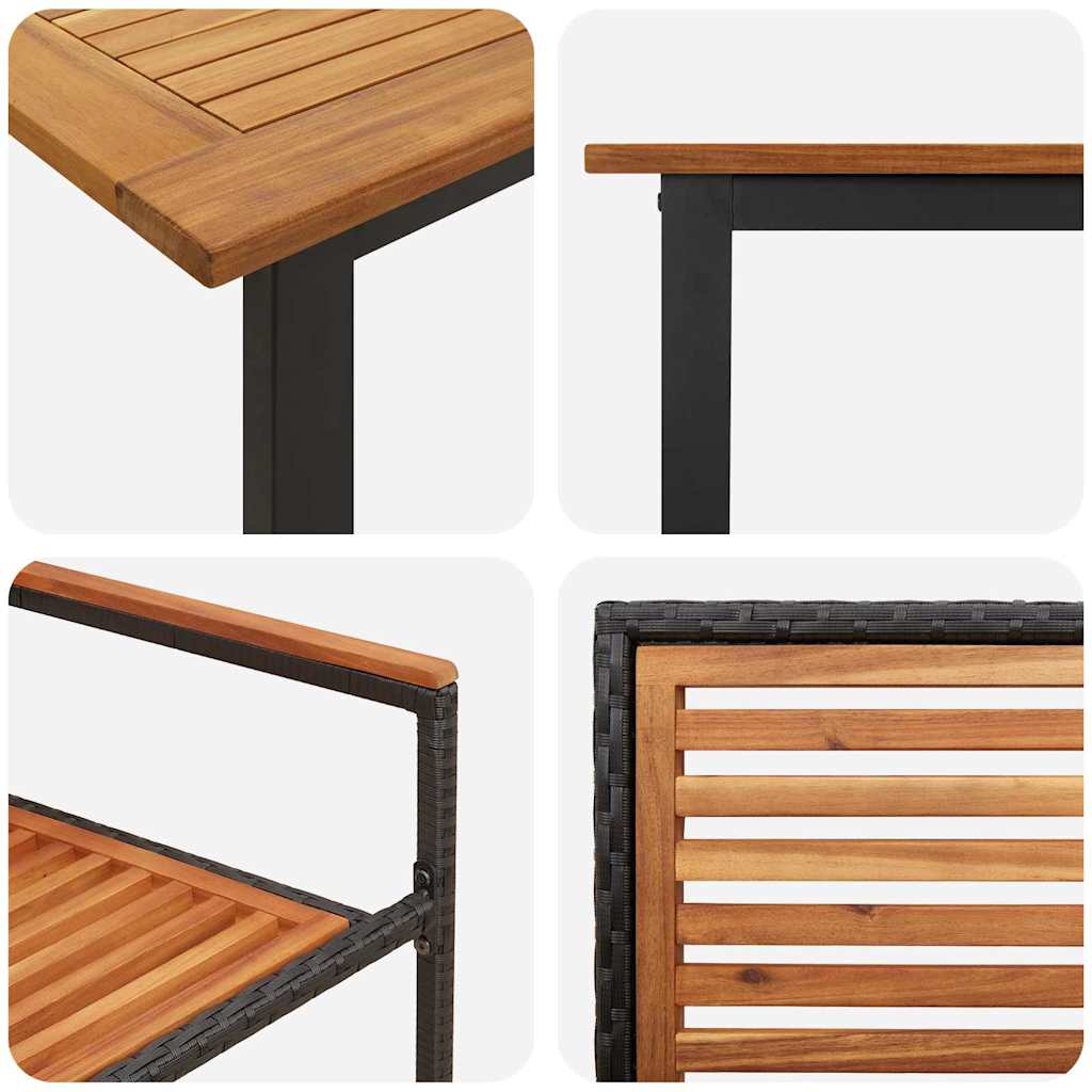 Garten Essgruppe 9 pcs Schwarz Massivholz Akazie
