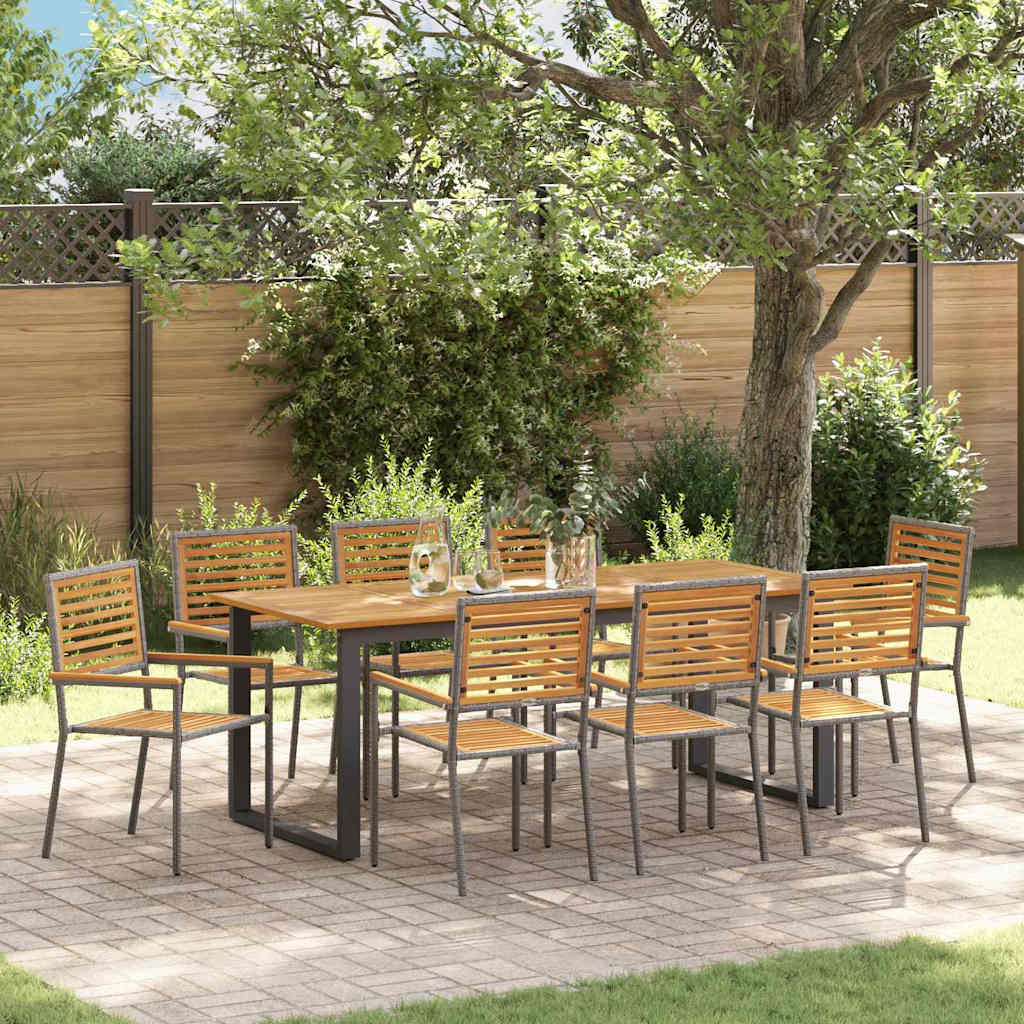 Garten Essgruppe 9 pcs Grau Massivholz Akazie