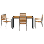 Garten Essgruppe 5 pcs Grau und Braun Poly-Rattan
