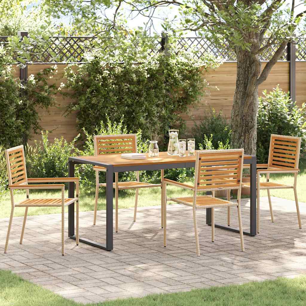 Garten Essgruppe 5 pcs Beige und Braun Poly-Rattan
