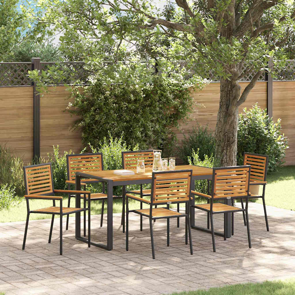 Garten Essgruppe 7 pcs Schwarz und Braun Poly-Rattan
