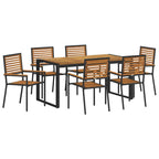 Garten Essgruppe 7 pcs Schwarz und Braun Poly-Rattan