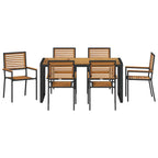 Garten Essgruppe 7 pcs Schwarz und Braun Poly-Rattan