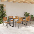 Garten Essgruppe 7 pcs Grau und Braun Poly-Rattan