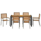 Garten Essgruppe 7 pcs Grau und Braun Poly-Rattan