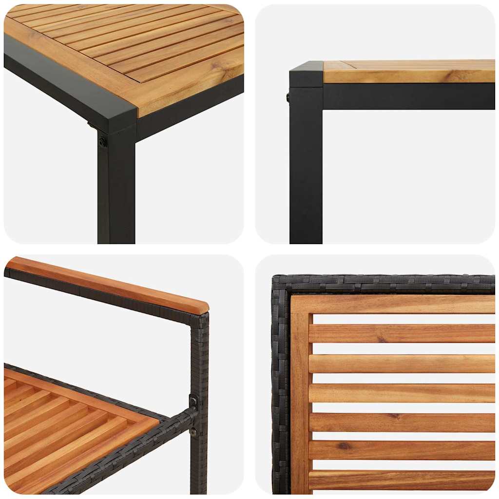 Garten Essgruppe 7 pcs Schwarz und Braun Poly-Rattan
