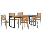 Garten Essgruppe 7 pcs Grau und Braun Poly-Rattan