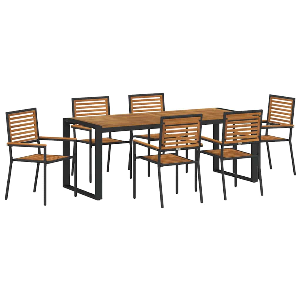 Garten Essgruppe 7 pcs Schwarz und Braun Poly-Rattan