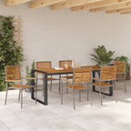 Garten Essgruppe 7 pcs Grau und Braun Poly-Rattan