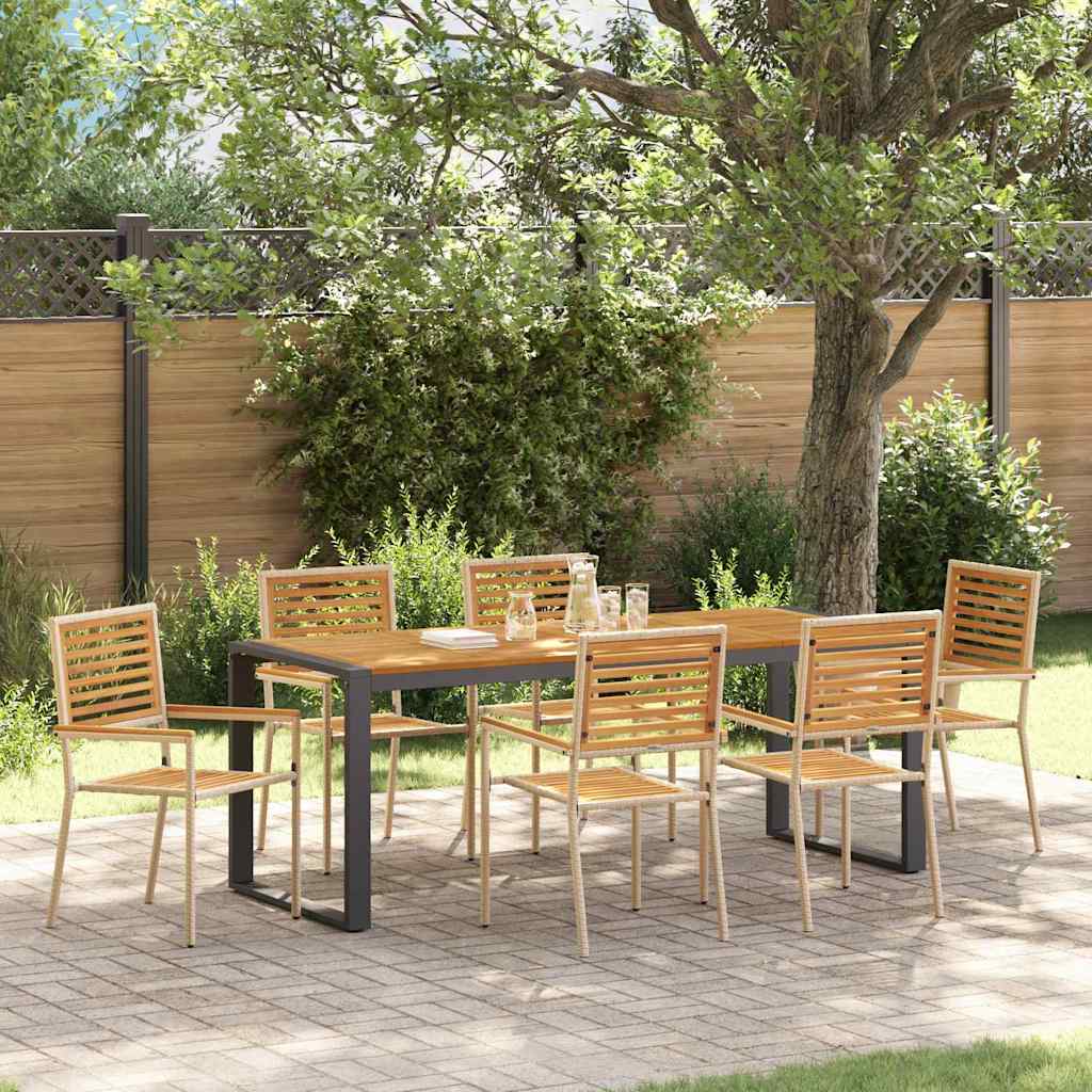 Garten Essgruppe 7 pcs Beige und Braun Poly-Rattan