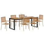 Garten Essgruppe 7 pcs Beige und Braun Poly-Rattan